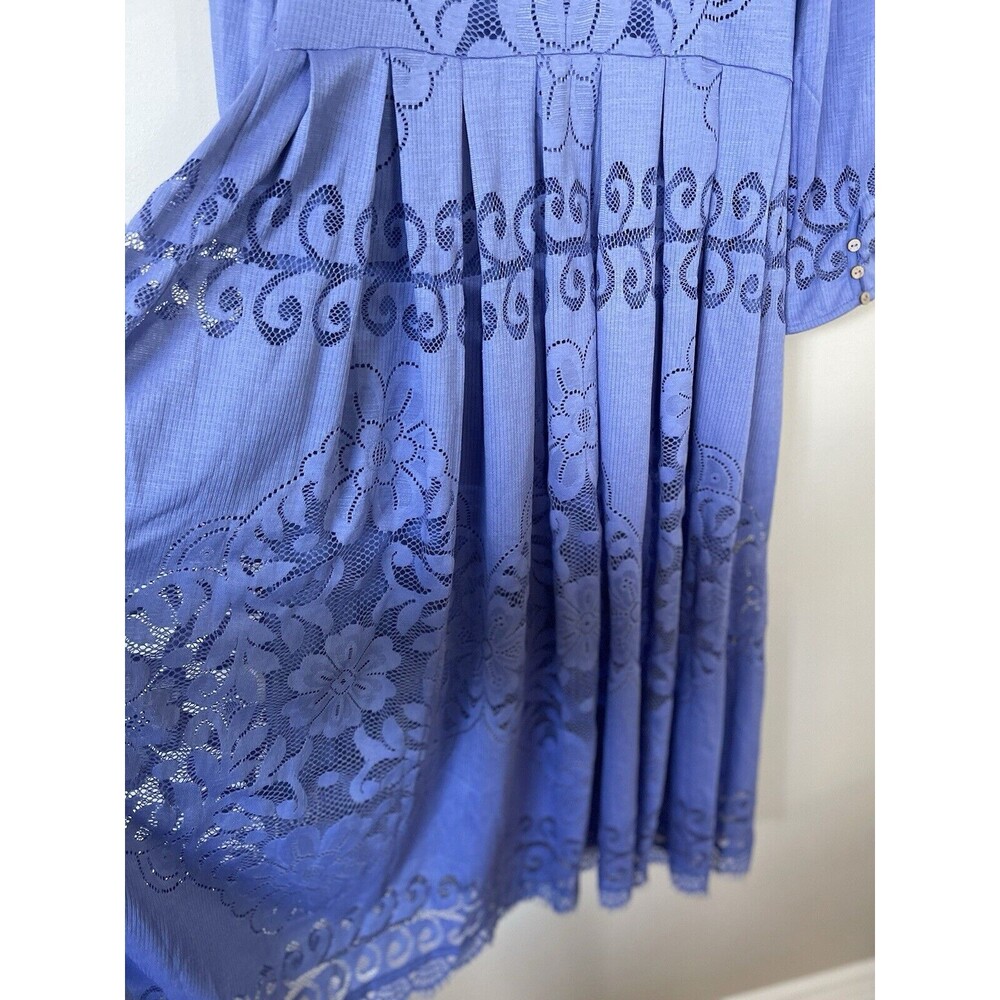 Free People Shadow Dance Midi Dress Persian Jewel Blue Lace Stretch Sz S New View 6